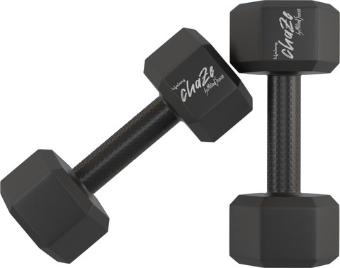 Lifelong Chaze PVC Hex Dumbbells Pack of 2 (4kg*2) Black Color (6 Months Warranty)