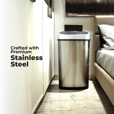 Nine Stars DZT-50-9BK Stainless Steel Motion Sensor Trash Can, 13.2 gallon, Black by Ninestars 並行輸入品 NINESTARS CB-DZT-50-9⁄8-1 Automatic Touchless Infrared Motion User