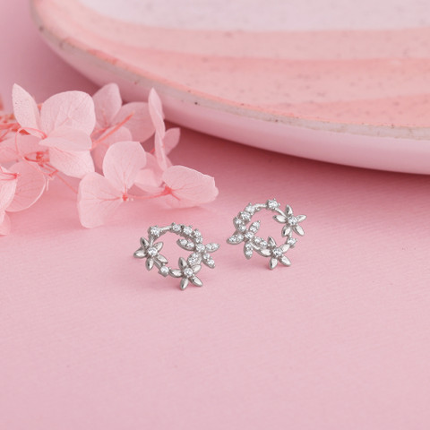 Buy GIVA 925 Silver Flower Wreath Stud Earrings for