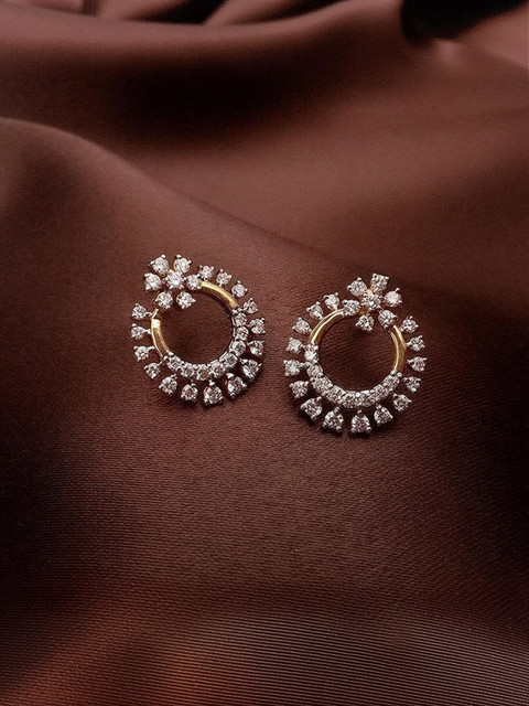Gargish Fashion Trending AD American Diamond flower Shaped Stud for Girl  and Women Cubic Zirconia Brass Stud Earring