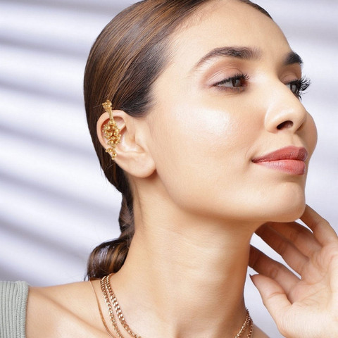 Vama Fashions Non Piercing Upper Earring Pressing Kaan Ka Bugadi Earrings  for Women Girls Cubic Zirconia Metal Chandbali Earring, Cuff Earring,