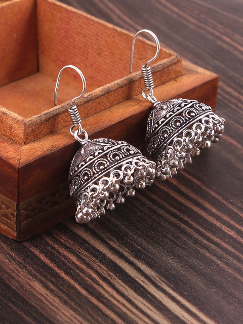 Buy Haniya Bollywood German Silver hook drop Jhumka