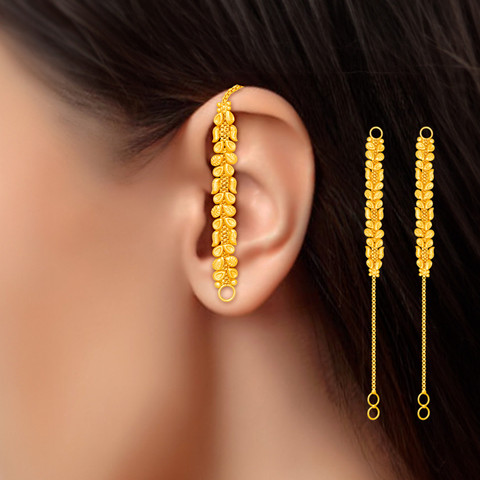 arch fashion Traditional South Screw Back Micron Plated Kaan Chain Earrings  For Girls Brass Ear Thread