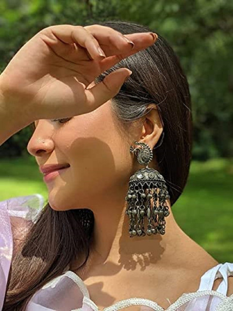 Buy HELLAFASHION Long Big Size Black Oxidised