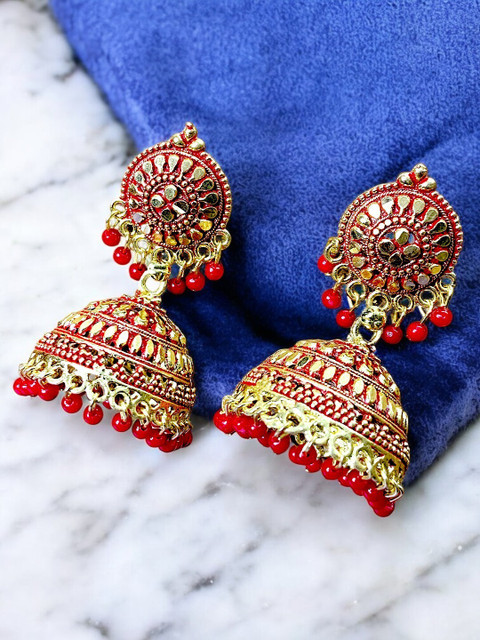 BHANA FASHION BHANA FASHION Classic Designed Gold Plated Enamelled Jhumka  Earrings For Women And Girls Pearl Alloy Jhumki Earring