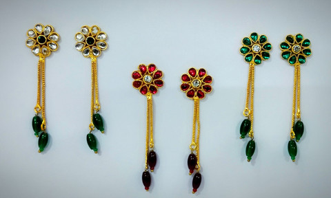 Buy MK Gallery Combo of kundan golden earrings