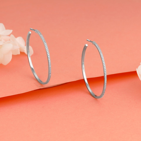 Buy GIVA 925 Silver Studded Hoop Earrings for Women