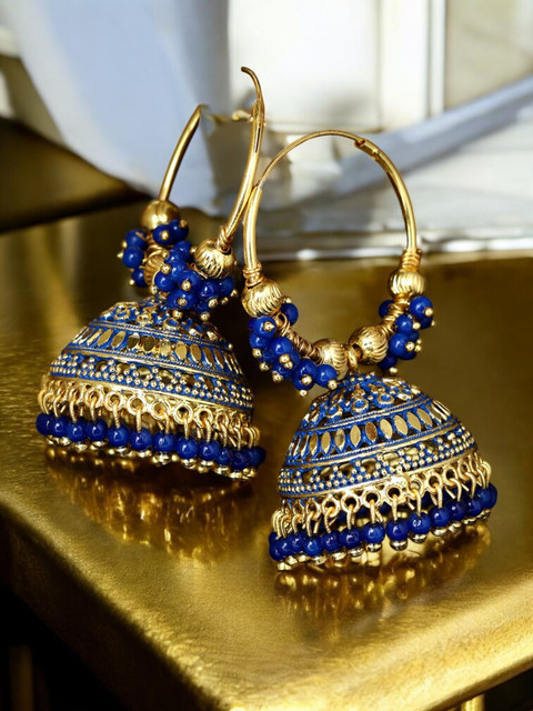 BHANA FASHION BHANA FASHION Designer Party Wear Enamelled Hoop Balli With  Jhumki For Women And Girls Cubic Zirconia, Beads Alloy Jhumki Earring