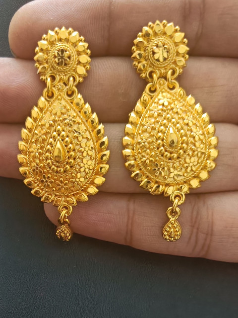 Gorkhastyle Guaranteed 24 crt Micron Plating Golden Earringsi ko Gold  Chandbali Earring