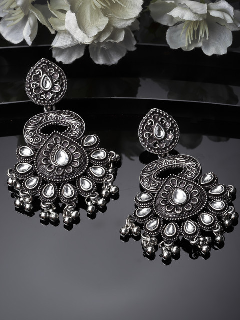 Buy Adiva ADIVA Silver-Plated Kundan Stone Oxidised - Main Image