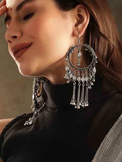 Buy RUBANS Oxidized silver Plated ghungroo dangle