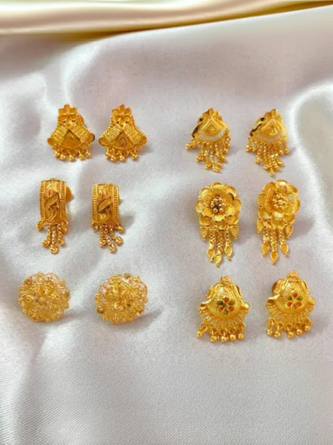 Buy MA FASHION pair gold Brass Earring Set, Stud