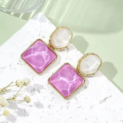 The Glitz Gallery Korean Purple Crystal Earrings for Women Girls Trendy  Fashion, Lightweight Alloy Drops Danglers