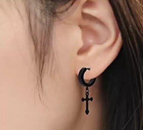 Buy Crazy Fashion Jesus Cross Earrings Black Gold