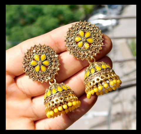 Buy MONKDECOR Elegant Haldi Special Earrings