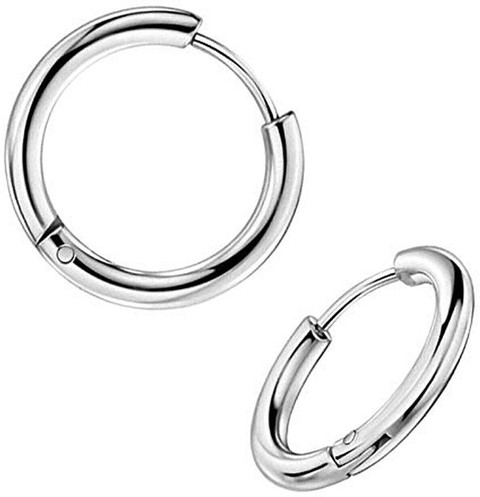 Crazy Fashion Big Slim Hoop Bali Silver Color Pair Stainless Steel Hoop  Earring