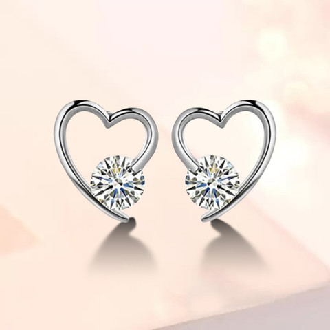 MYKI Fabulous CZ Solitaire Heart Shape Stud Earrings For Women Girls  Swarovski Zirconia Sterling Silver Stud Earring