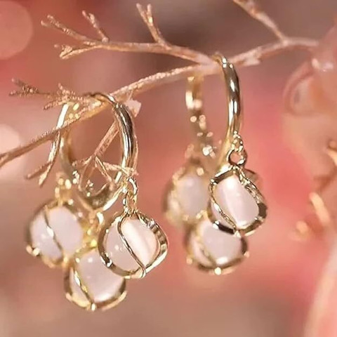 Buy diva Korean Opal Stone Luxury Hoop Earrings For
