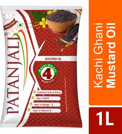 PATANJALI Mustard Oil, Natural Cooking Oil, Kacchi Ghani/Chekku