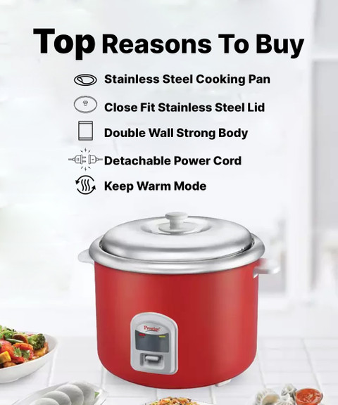 Prestige Delight Cute SS 1000W Electric Rice Cooker with
