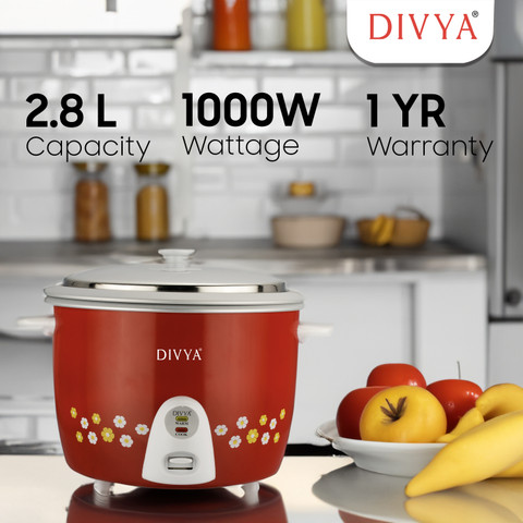 DIVYA Drum Double Pot Double Lid Electric Rice Cooker Price in