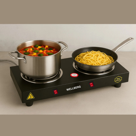 Wellberg Burner Electric Hot Plate Portable Double Stove| Quick and  Efficient Cooking Electric Cooking Heater