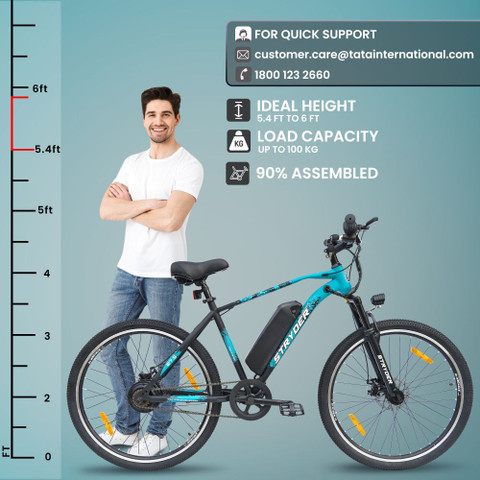 electric bicycle tata Stryder 27.5T E Vibe Cycle for Men & Women with Carrier (5.3–6 Ft) 25000కె Tata Electric Bike 500