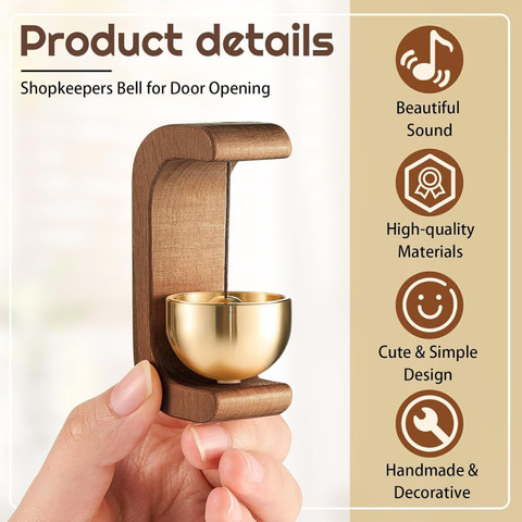 小物 NICENESS BELL Sentrox Wooden Magnetic Chime Bell - Set of 1 - (Brown) - Only