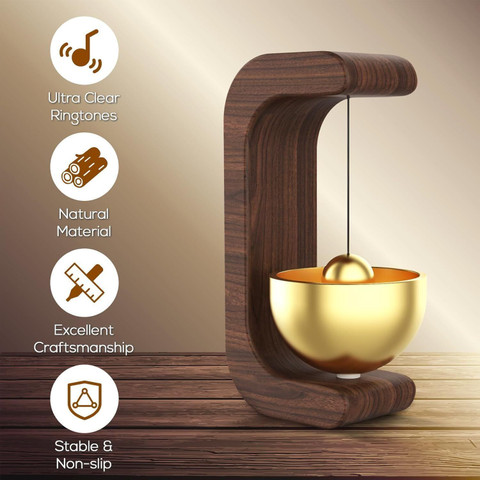 Sentrox Wooden Magnetic Chime Bell, Set of 2, (Brown) Wireless