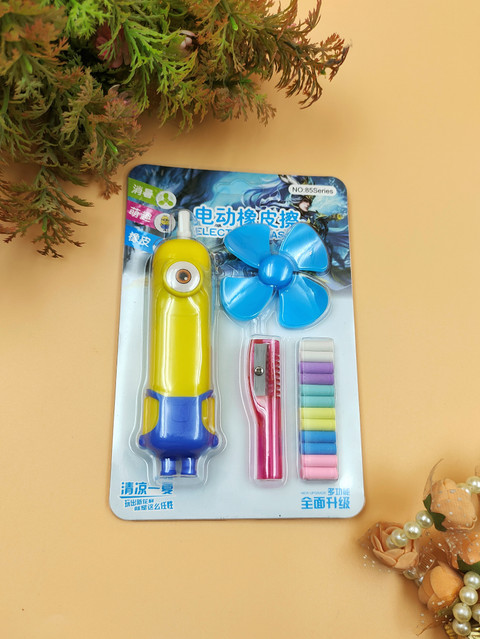 Paper Bear Minion Electric Eraser with Fan and Refills set of Cordless  Electric Eraser