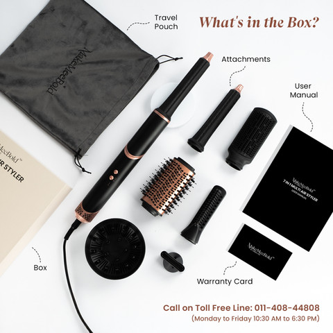 MakeMeeBold 7-IN-1 Multi Air Styler, Dryer, Diffuser, hot air brush, Air  Curler Straightener Electric Hair Styler