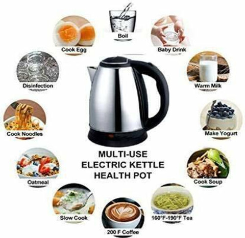 KITCHEN INDIA Electric stainless steel Kettle for MILK, TEA Making, Water  Boiling with Auto CUT detachable jar, cap mouth travel use office 