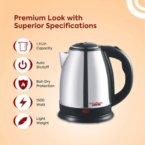 KhaitanAvaante Stainless Steel L Electric Kettle For Hot Water, Tea,  Coffee Electric Kettle