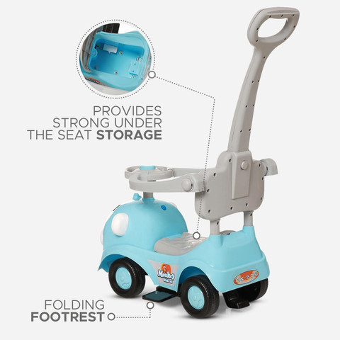 Dash 3-in-1 Kids Ride-On Push Car with Music Parental Handle for