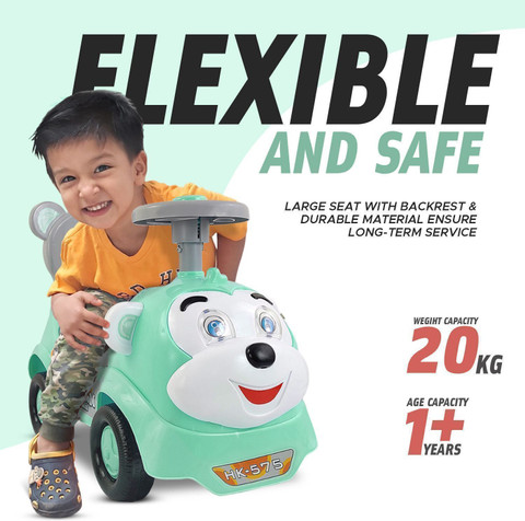 Dash Monkey Ride-On Car with Backrest Under-Seat Storage for 1–3