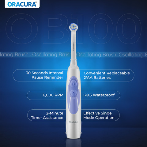ORACURA OB100 Oscillating Battery Operated Electric Toothbrush | 6000  Strokes/Min Electric Toothbrush - ORACURA : Flipkart.com