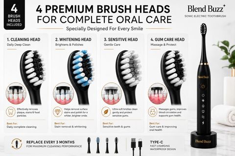 Blend Buzz Sonic Electric Toothbrush Black - Image 7
