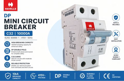 HAVELLS DOUBLE POLE EURO II DHMGCDPF032 MCB Price in India - Buy