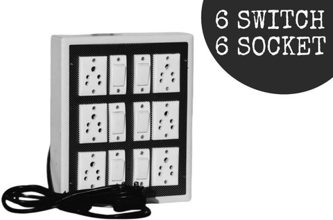 KHOPALA Multi Outlet Electrical Switch Board 3 Phase Cord 6 Socket