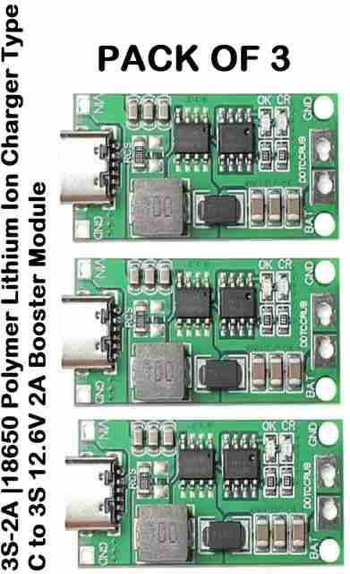 3REE PACK OF 3 3S2A 18650 Lithium Ion Charger Type C to 3S 12.6V 2A ...
