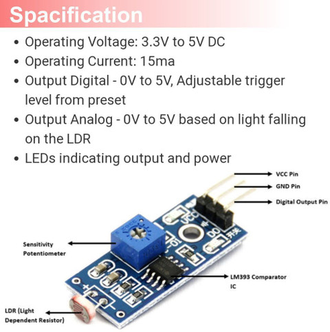 Scienticy LM393 Optical Photosensitive Digital LDR Sensor Module 3 Pin best quality Electronic Components Electronic Hobby Kit Price in India - Buy Scienticy LM393 Optical Photosensitive Digital LDR Sensor Module 3 Pin