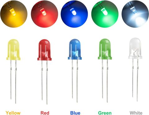 Color Led Electronics SG Flash 450pcs (5 Colors x 90pcs) 5mm LED Light Emitting Diode Round ...