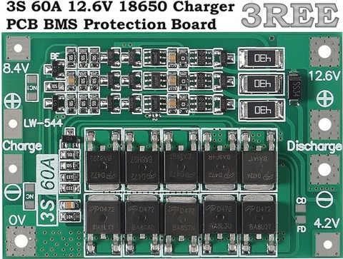 3REE HIGH QULITY 3S 60A 12.6V 18650 Charger PCB BMS Protection