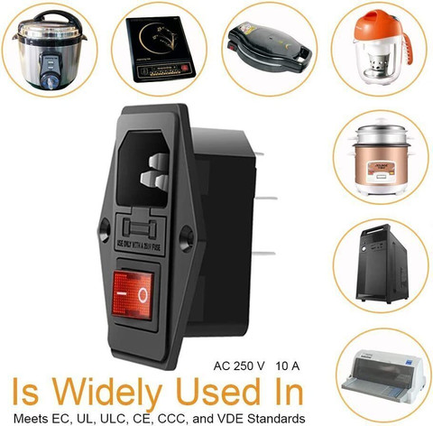 Inlet Module Plug Rocker Switch Power Socket SYMFONIA 10A 250V AC Rocker Switch Power Socket 3 Pin IEC320 C14 Inlet ...