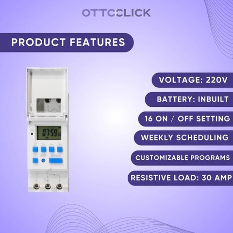 Weekly Time Switch OTTOCLICK Din Rail Digital Lcd Power Programmable Daily/Weekly Timer ...