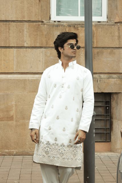 SHRIIMANT Men Muslin Cotton Blend Kurta Pyjama Set - Image 7