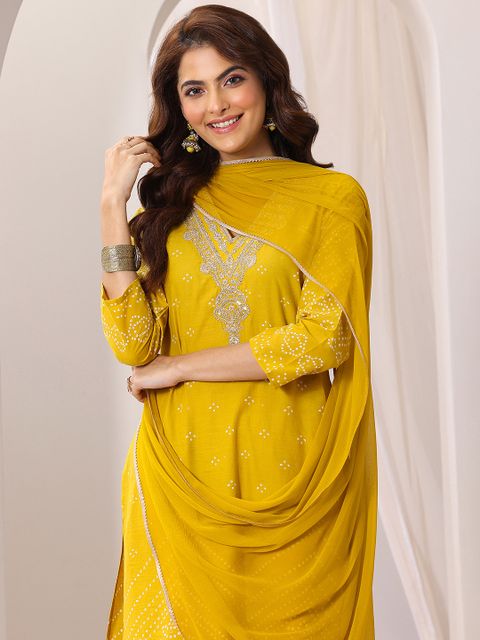 LIBAS Women Cotton Blend Kurta Pant Dupatta Set - Image 6