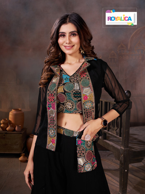 ROYALICA Women Crop Top Ethnic Jacket Set