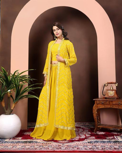 LHENTERPRIISE Women Ethnic Top Skirt Ethnic Jacket Set Buy