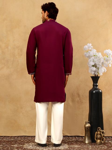 Jompers Men Silk Blend Kurta Pyjama Set - Image 3